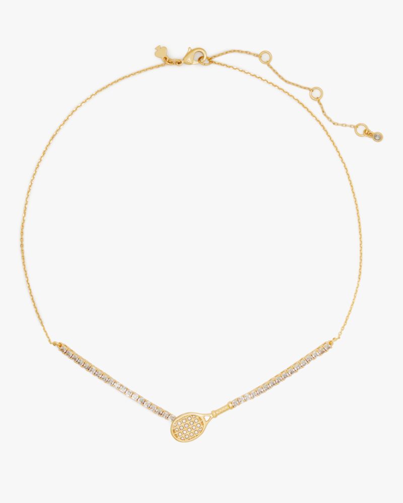 Kate Spade,Queen Of The Court Tennis Necklace,Clear/Gold