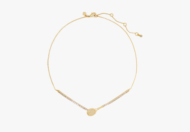 Kate Spade,Queen Of The Court Tennis Necklace,Clear/Gold image number 0