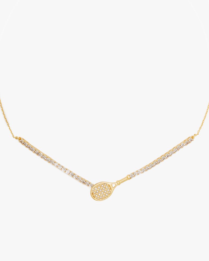 Kate Spade,Queen Of The Court Tennis Necklace,Clear/Gold