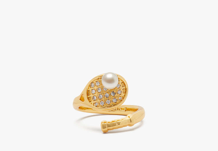 Kate Spade,Queen Of The Court Tennis Ring,Clear/Gold image number 0