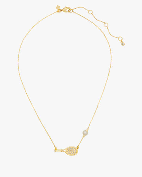 Kate Spade,Queen Of The Court Tennis Pendant,Clear/Gold