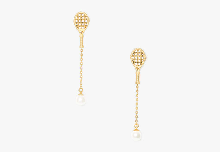 Kate Spade,Queen Of The Court Tennis Linear Earrings,Clear/Gold image number 0