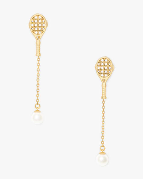 Kate Spade,Queen Of The Court Tennis Linear Earrings,Clear/Gold