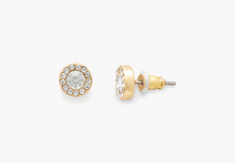 Kate Spade,You're A Gem Pave Halo Studs,Clear/Gold image number 0