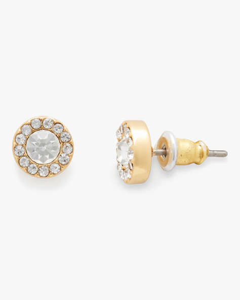 Kate Spade,You're A Gem Pave Halo Studs,Clear/Gold