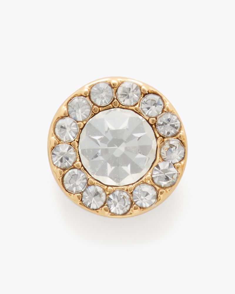 Kate Spade,You're A Gem Pave Halo Studs,Studs,Rhinestones,Gold Metal,Yellow Gold,Work,Clear