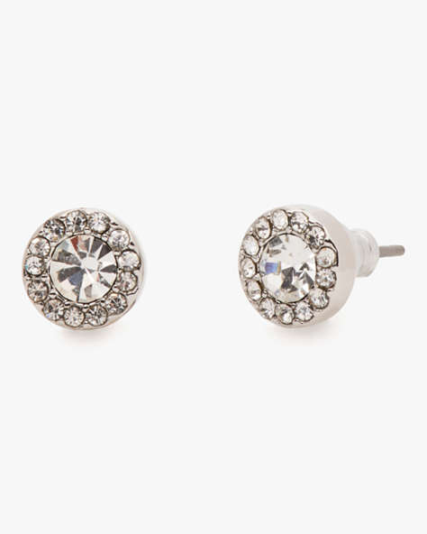 Kate Spade,You're A Gem Pave Halo Studs,Clear/Silver