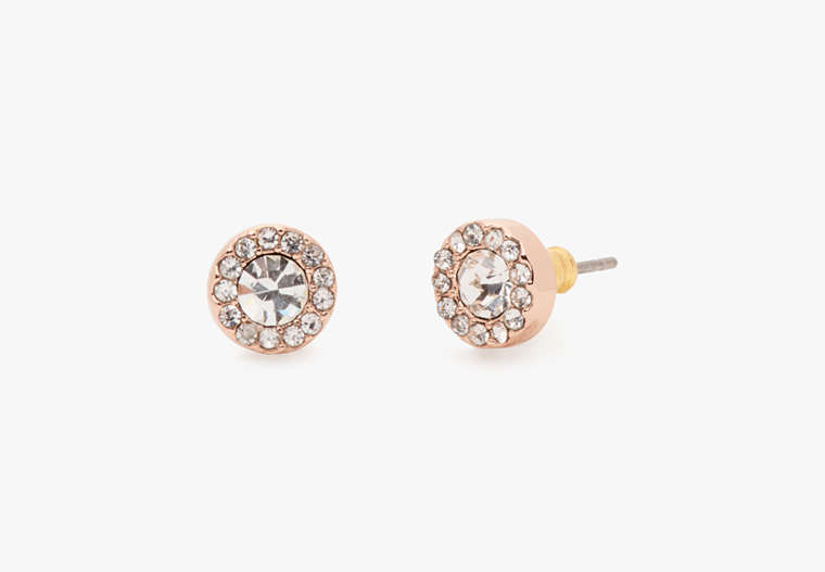 Kate Spade,You're A Gem Pave Halo Studs,Clear/Rose Gold image number 0