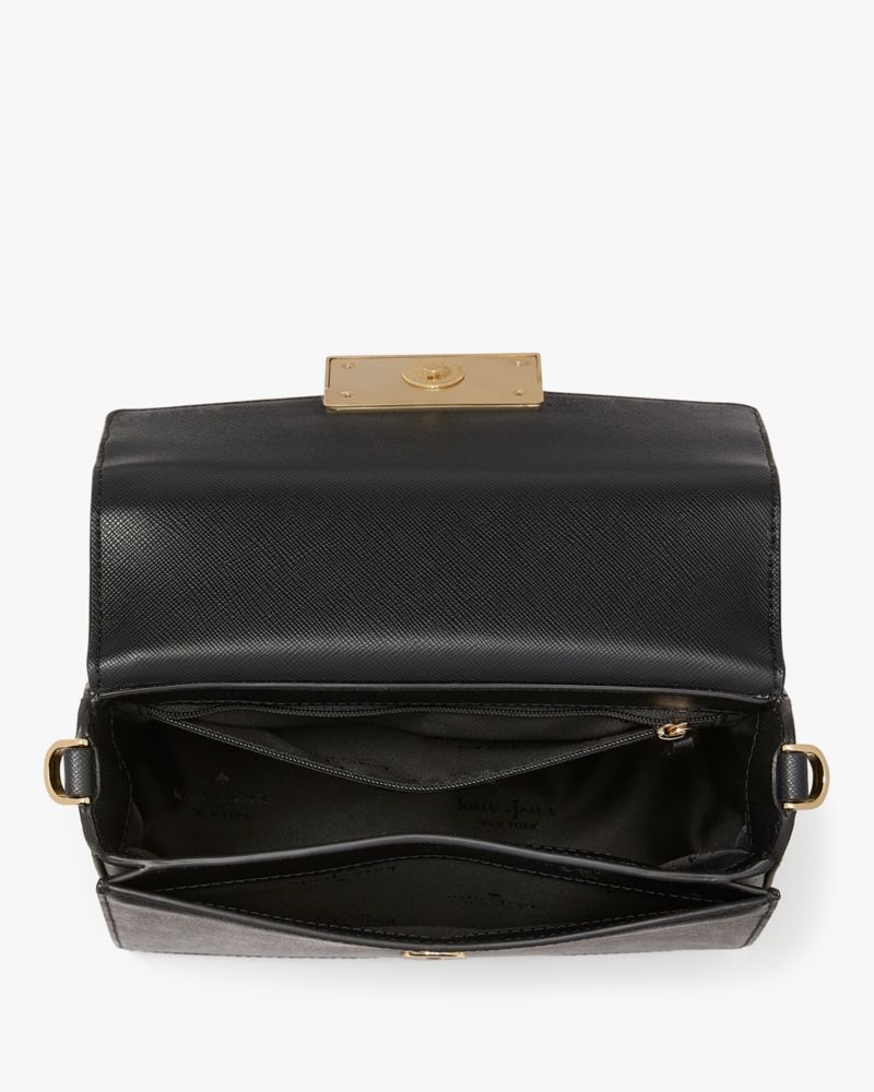 Kate Spade,Reegan Small Top Handle Crossbody,Lining Leather,Crossbody,Logo,Metal,Lined,Day Party,Black