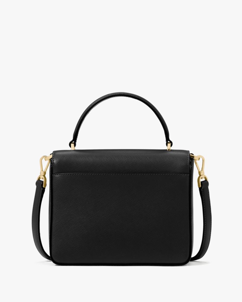 Kate Spade,Reegan Small Top Handle Crossbody,Lining Leather,Crossbody,Logo,Metal,Lined,Day Party,Black