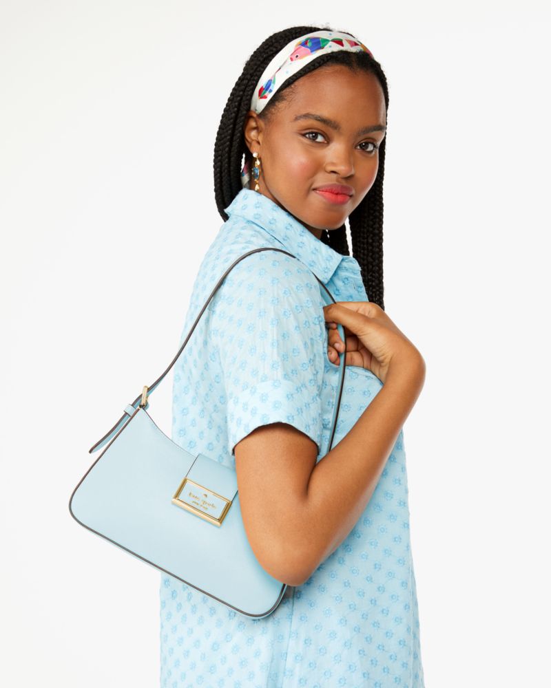 Kate Spade,Reegan Small Shoulder Bag,Shoulder Bag,Logo,Metal,Lined,Casual,Blue