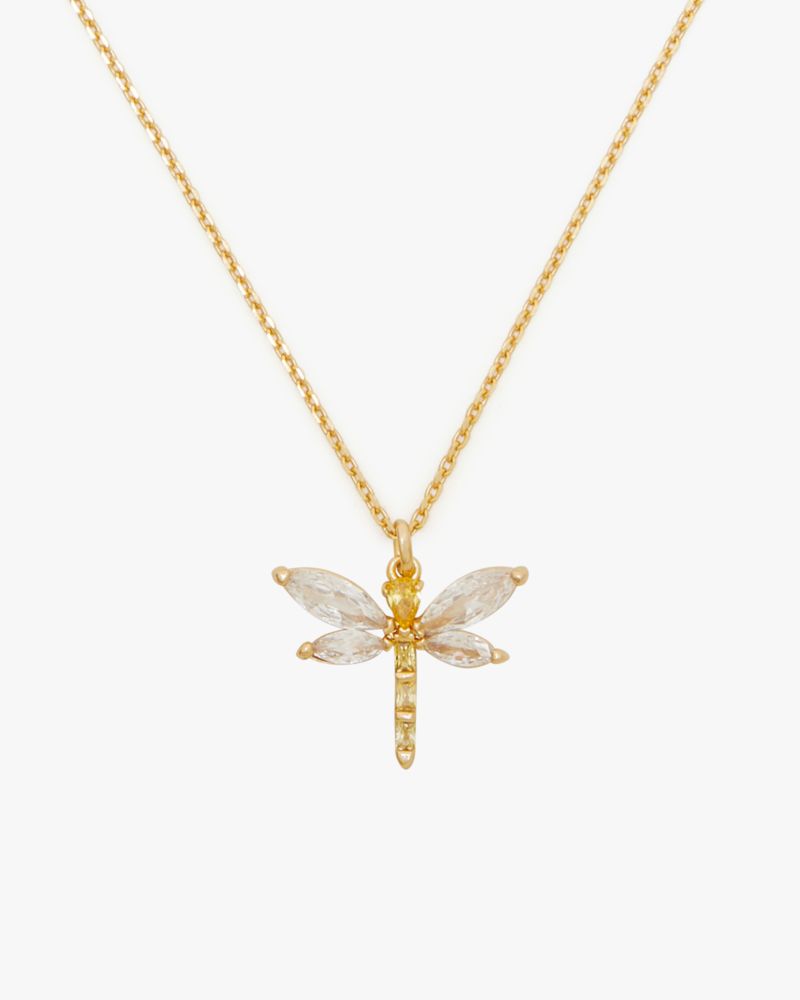 Kate Spade,Greenhouse Dragonfly Mini Pendant,Clear/Gold