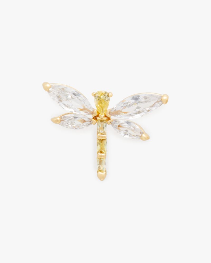 Kate Spade,Greenhouse Dragonfly Studs,Studs,Cubic Zirconia,Gem Embellishment,Novelty Embellishment,Yellow Gold,Gold Metal,...,Clear