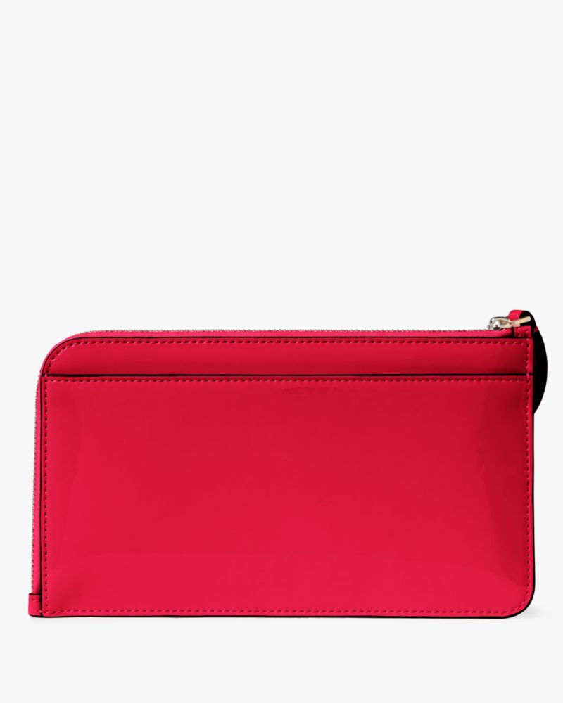 Kate Spade,Lucy Patent Medium L-Zip Wristlet,Wristlet,PVC,Faux Leather,Metal,Logo,Casual,Red