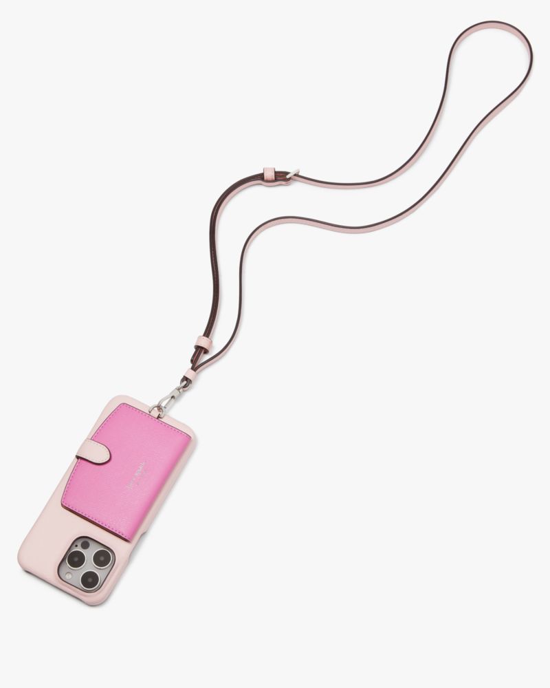 Kate Spade,Morgan Colorblocked iPhone 15 Pro Max Cardholder Crossbody,Crepe Pink Multi