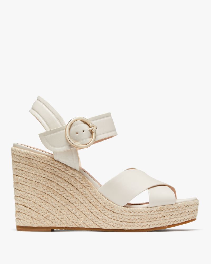 Kate Spade,Della Wedge Heeled Sandals,Parchment