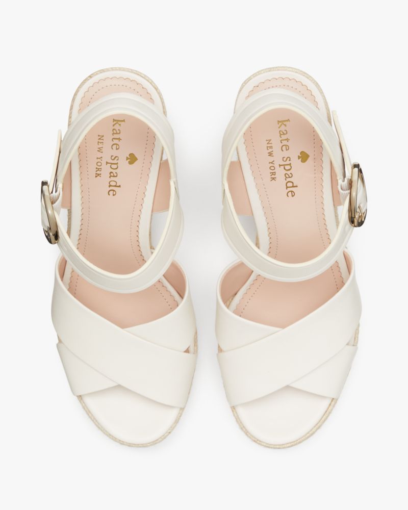 Kate Spade,Della Wedge Heeled Sandals,Parchment