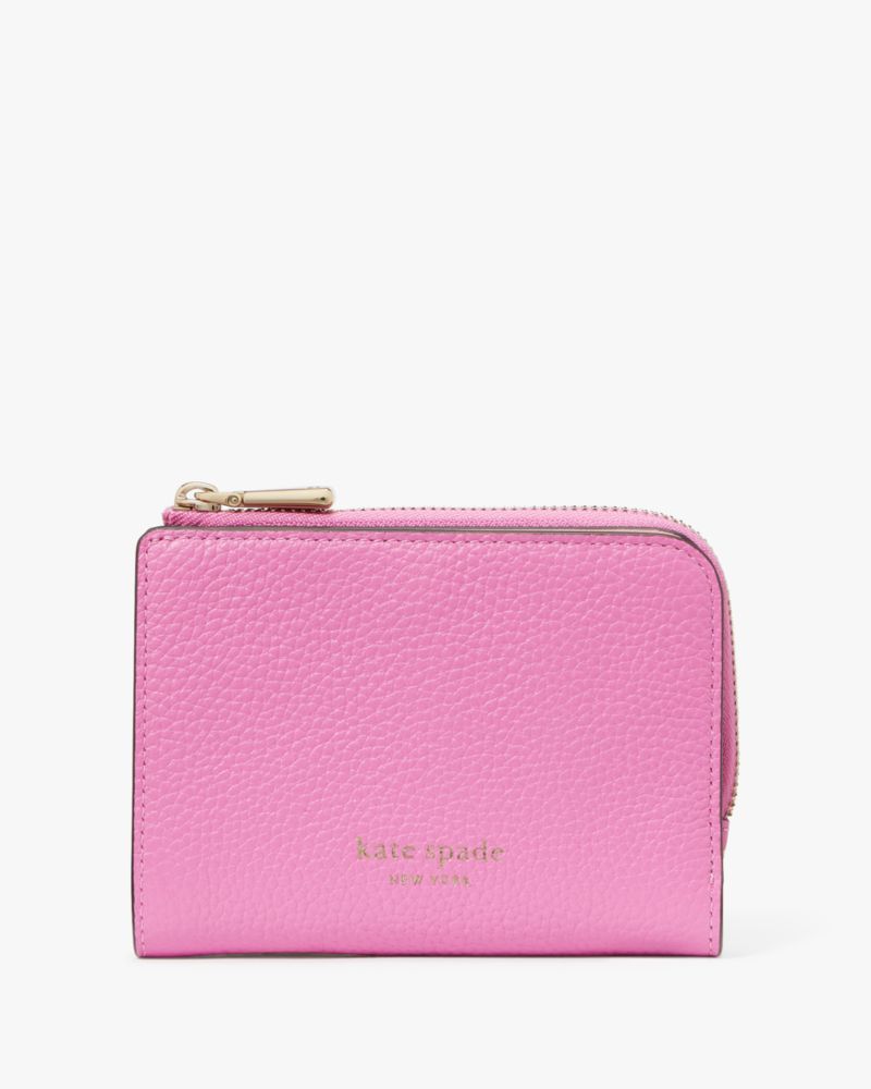 Kate Spade,Ava Colorblocked Pebbled Leather Zip Bifold Wallet,Echinacea Flower Multi