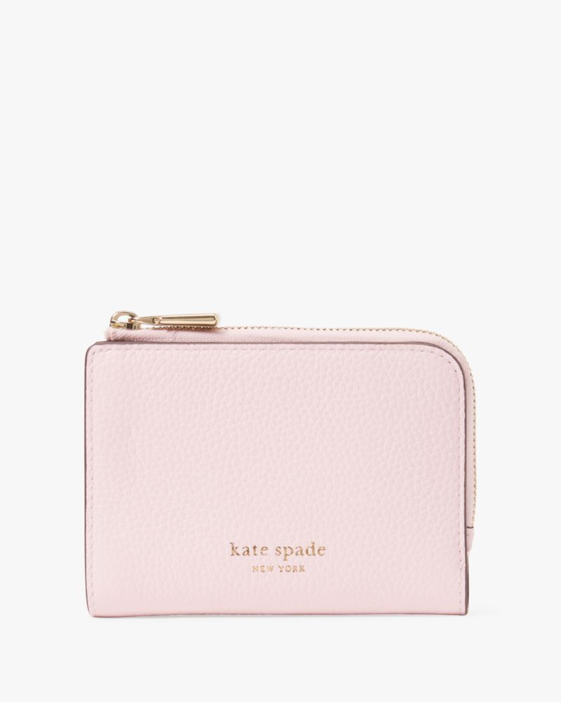 Kate Spade,Ava Colorblocked Pebbled Leather Zip Bifold Wallet,Pink