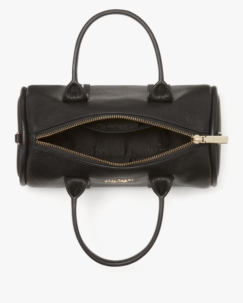 Kate Spade,Rosie Small Duffle Crossbody,Lining Leather,Leather,Barrel Bag,Coin,Metal,Stripe,Logo,Word Embellishment,Lined,...,Black