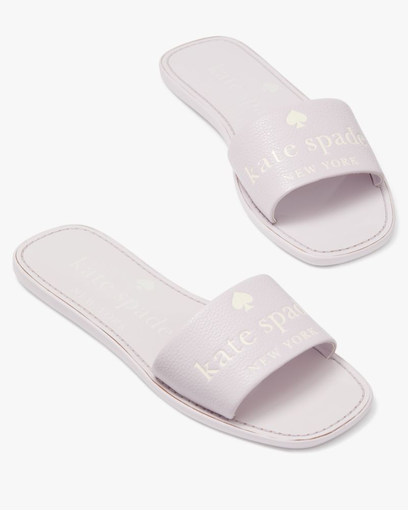 Kate Spade,Peyton Sandals,Rubber,Faux Leather,Leather,Slides,Casual,Lavender