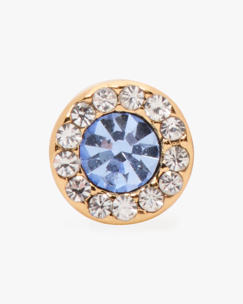 Kate Spade,You're A Gem Pave Halo Studs,Studs,Cubic Zirconia,Gem Embellishment,Pave Embellishment,Yellow Gold,Gold Metal,C...,Blue