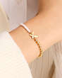 Kate Spade,Social Butterfly Pearl And Gold Bead Bracelet,Cream/Gold