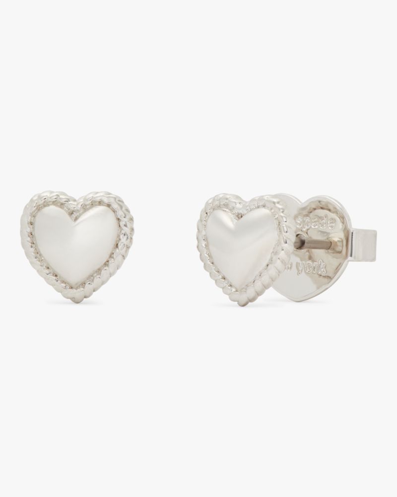 Kate Spade,Golden Hour Mini Heart Studs,Silver