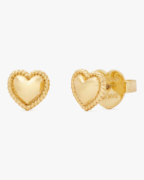 Kate Spade,Golden Hour Mini Heart Studs,Gold