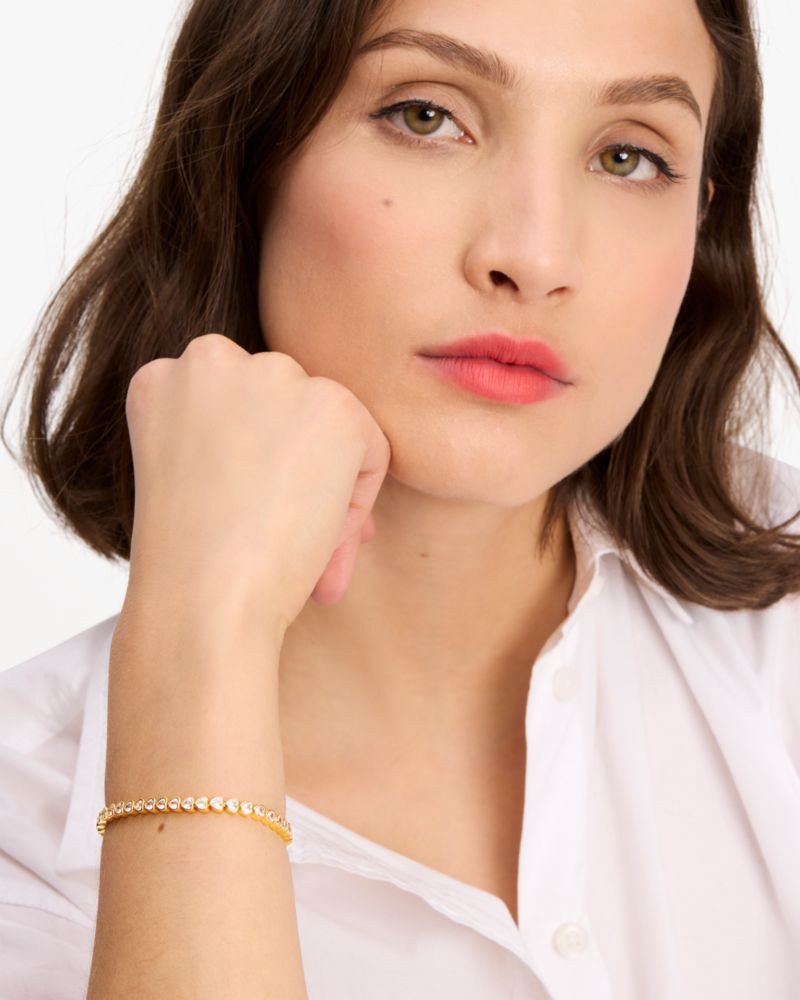 Kate Spade,Sweetheart Delicate Tennis Bracelet,Clear/Gold
