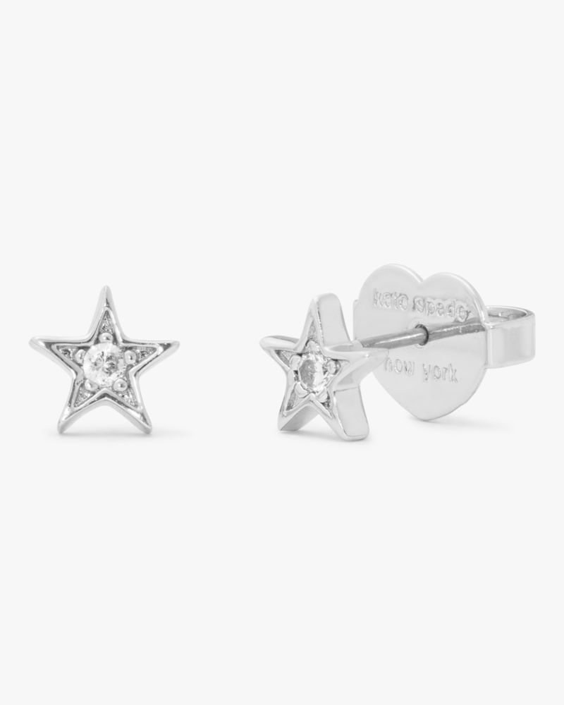 Kate Spade,Set In Stone Mini Star Studs,Clear/Silver