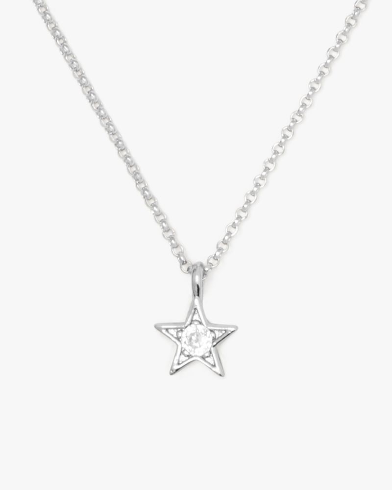 Kate Spade,Set In Stone Mini Star Pendant,Clear/Silver