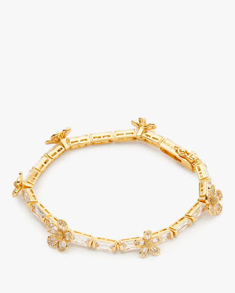 Kate Spade,Fleurette Tennis Bracelet,Clear/Gold