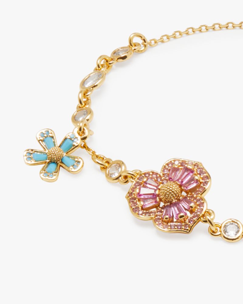Kate Spade,Fleurette Line Bracelet,Cubic Zirconia,Floral Embellishment,Gem Embellishment,Pave Embellishment,Gold Plated,Ye...,