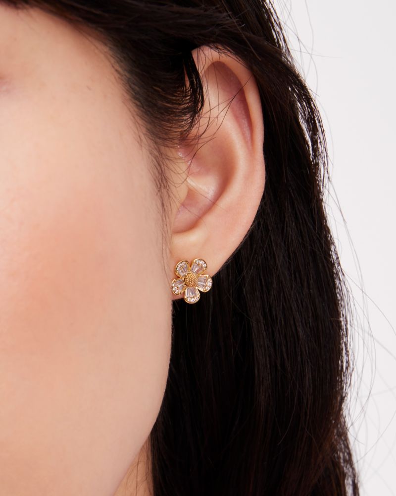 Kate Spade,Fleurette Studs,Studs,Rhinestones,Floral Embellishment,Silver Metal,Day Party,