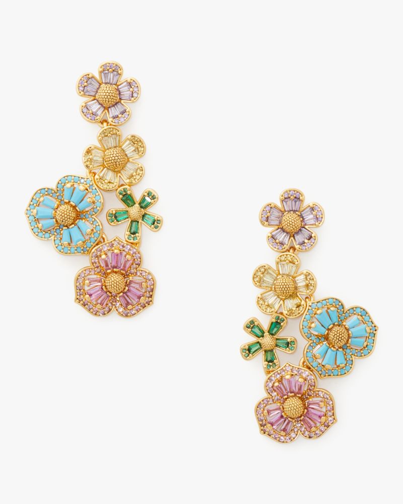 Kate Spade,Fleurette Statement Earrings,Dangle Earring,Cubic Zirconia,Floral Embellishment,Gem Embellishment,Pave Embellis...,Multi Color