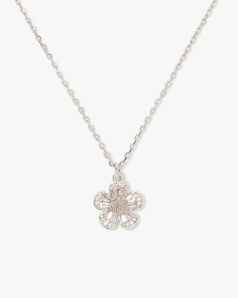 Kate Spade,Fleurette Pendant,Clear/Silver