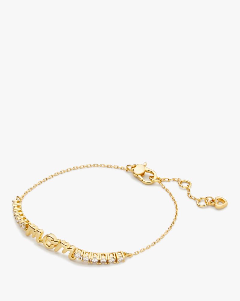 Kate Spade,Love You, Mom Bracelet,Clear/Gold