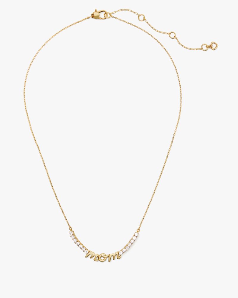 Kate Spade,Love You, Mom Necklace,Clear/Gold