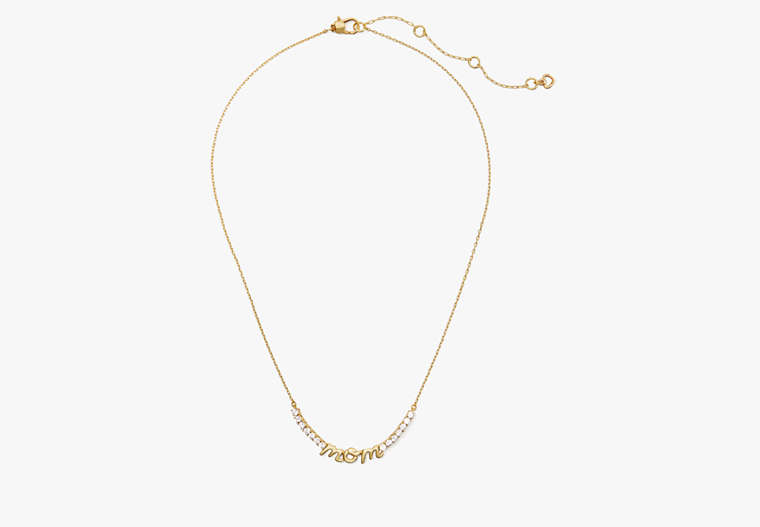 Kate Spade,Love You, Mom Necklace,Clear/Gold