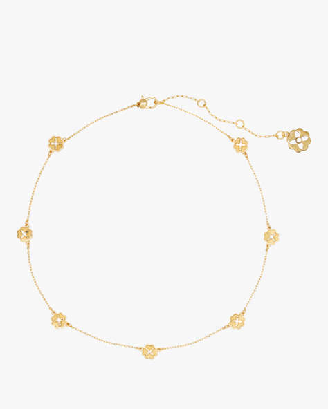 Kate Spade,Heritage Bloom Station Necklace,Clear/Gold