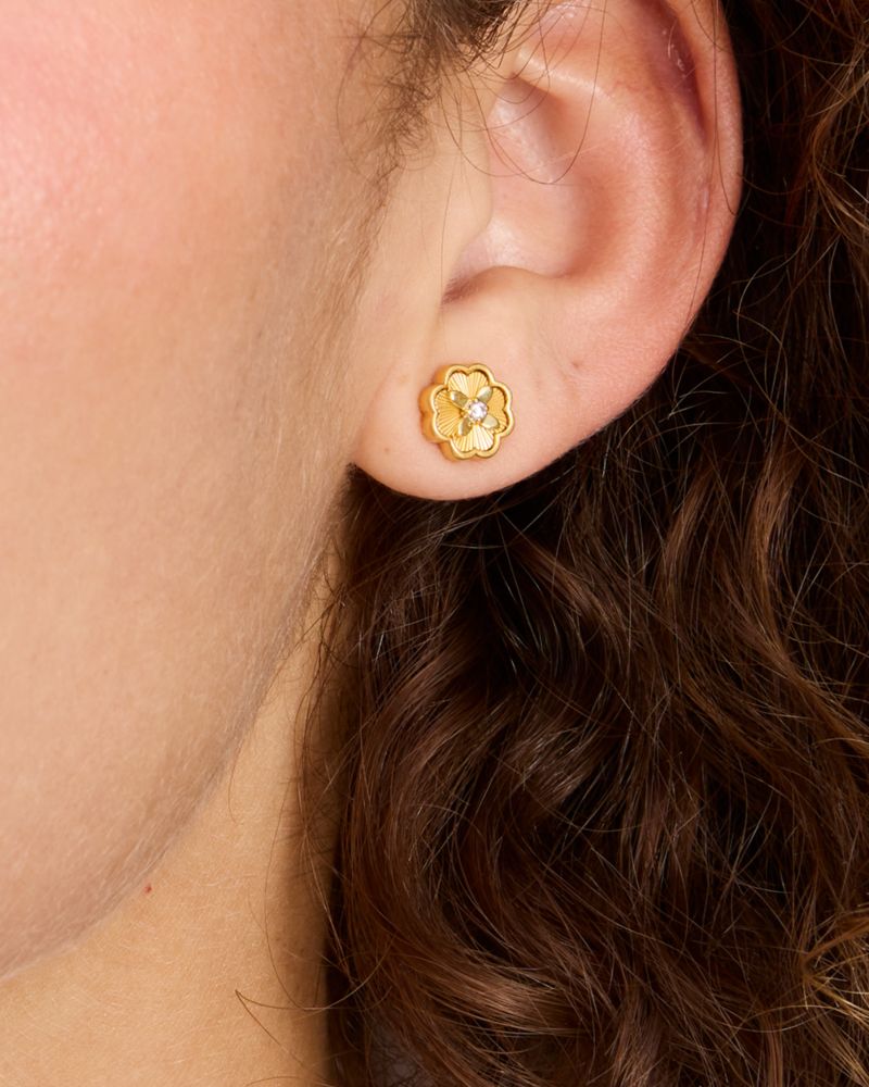 Kate Spade,Heritage Bloom Mini Studs,Gold