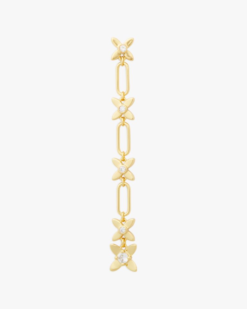 Kate Spade,Heritage Bloom Linear Earrings,Dangle Earring,Metal Material,Cubic Zirconia,Floral Embellishment,Gem Embellishm...,Clear