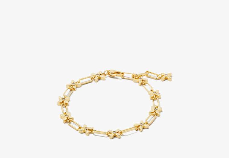 Kate Spade,Heritage Bloom Line Bracelet,Clear/Gold