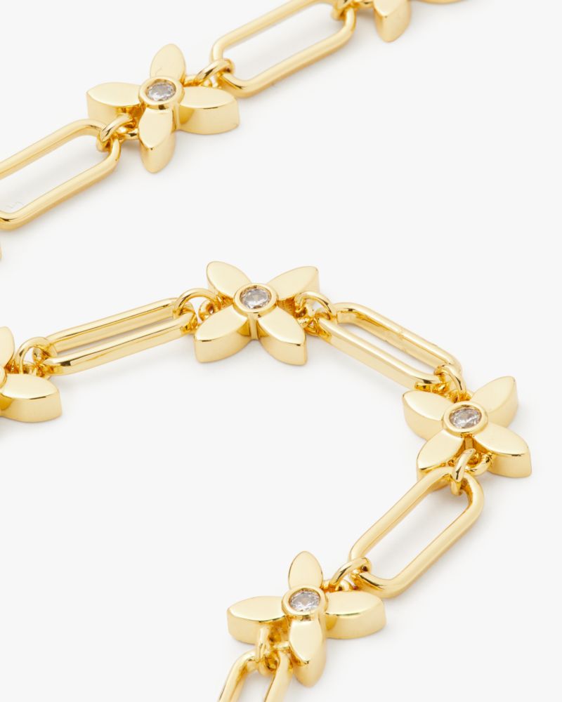 Kate Spade,Heritage Bloom Line Bracelet,Cubic Zirconia,Floral Embellishment,Logo,Gem Embellishment,Gold Plated,Yellow Gold...,Clear