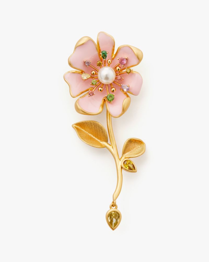 Kate Spade,Bloom In Color Linear Earrings,Dangle Earring,Metal Material,Enamel,Leaf Embellishment,Floral Embellishment,Pea...,