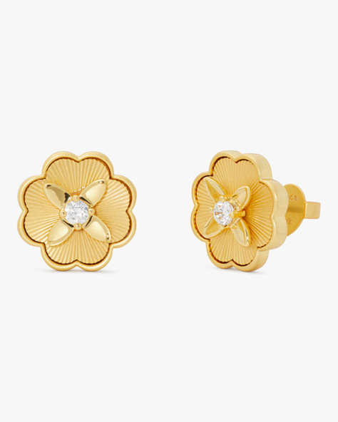 Kate Spade,Heritage Bloom Studs,Clear/Gold
