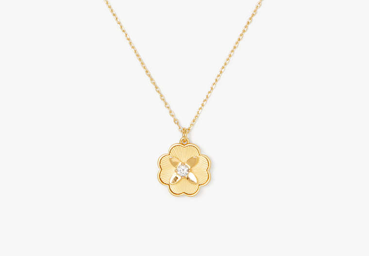 Kate Spade,Heritage Bloom Pendant,Clear/Gold