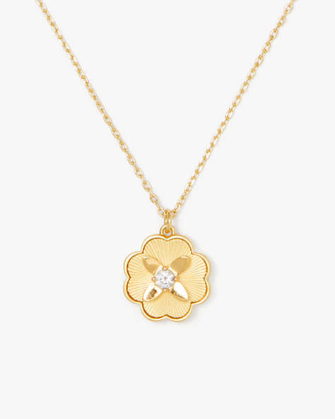 Kate Spade,Heritage Bloom Pendant,Clear/Gold