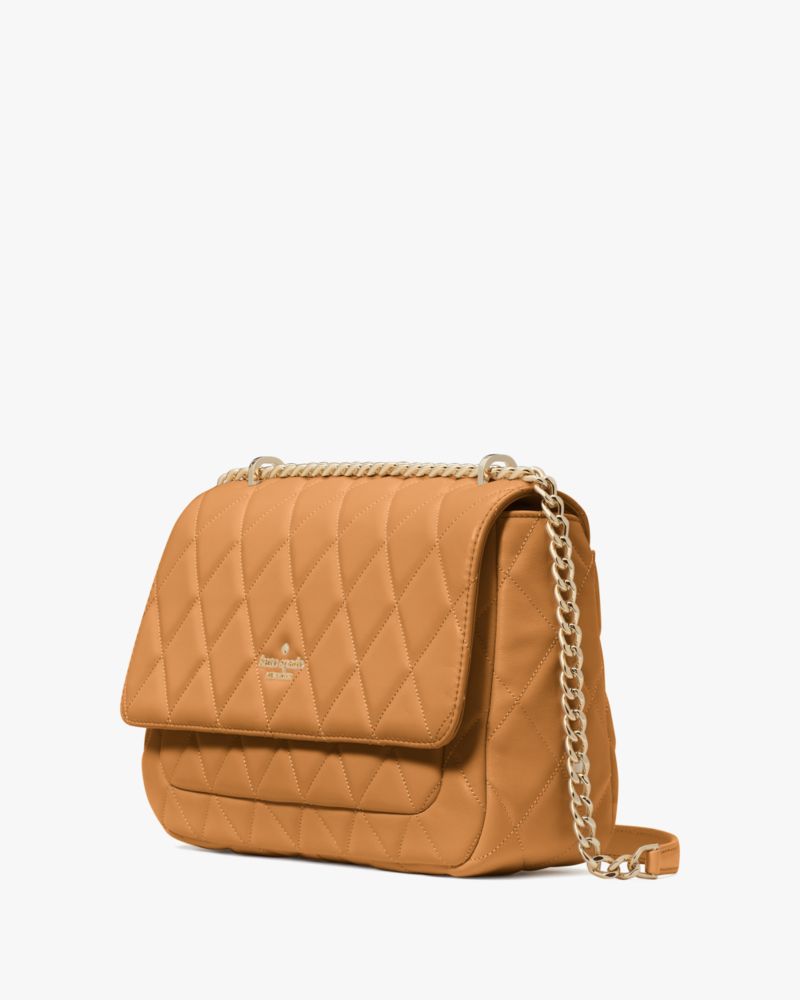 Kate Spade,Carey Medium Flap Shoulder Bag,Tiramisu Mousse